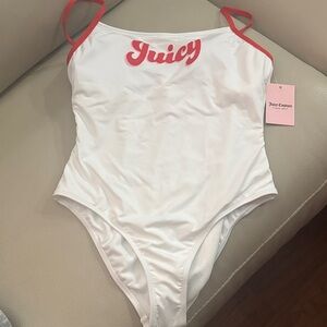 Juicy Couture White Bodysuit with Pink Trim